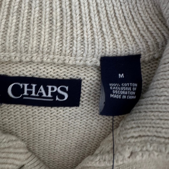 Chaps NWT‎ Men's Sweater Size Medium Oatmeal BRAND NEW - Picture 3 of 7